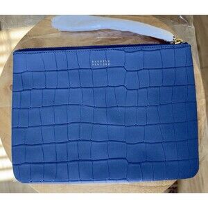 Barneys New York All In One  Blue Leather Wristlet Bag